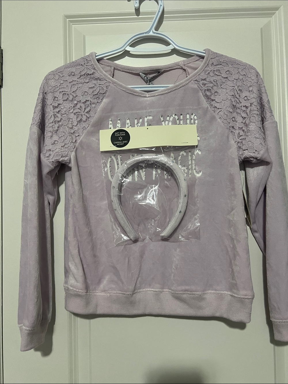 Girls Lace-Shoulder Pullover Sweater - Light Lavender